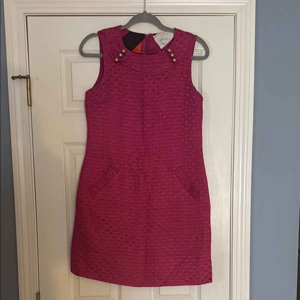 Shoshanna Pink Sheath Midi Dress Sleeveless Crew Neck